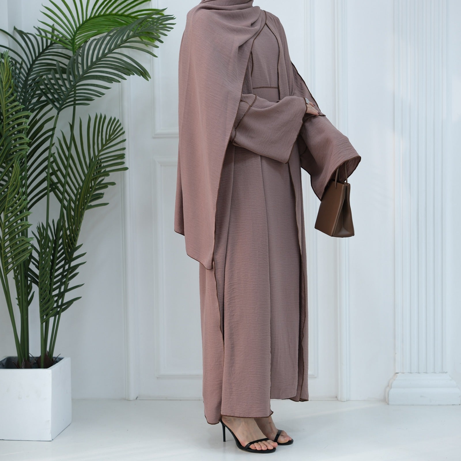 Rashaqa Linen Abaya Set (Olive)