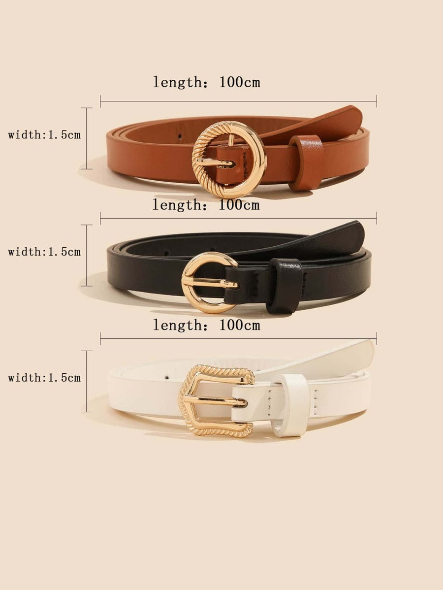 3 Piece Metal Buckle Belt