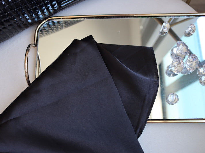 "KOYLA" Black Premium Satin Scarf