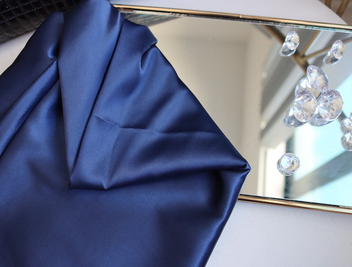 "Zuberi" Navy Blue Premium Satin Scarf