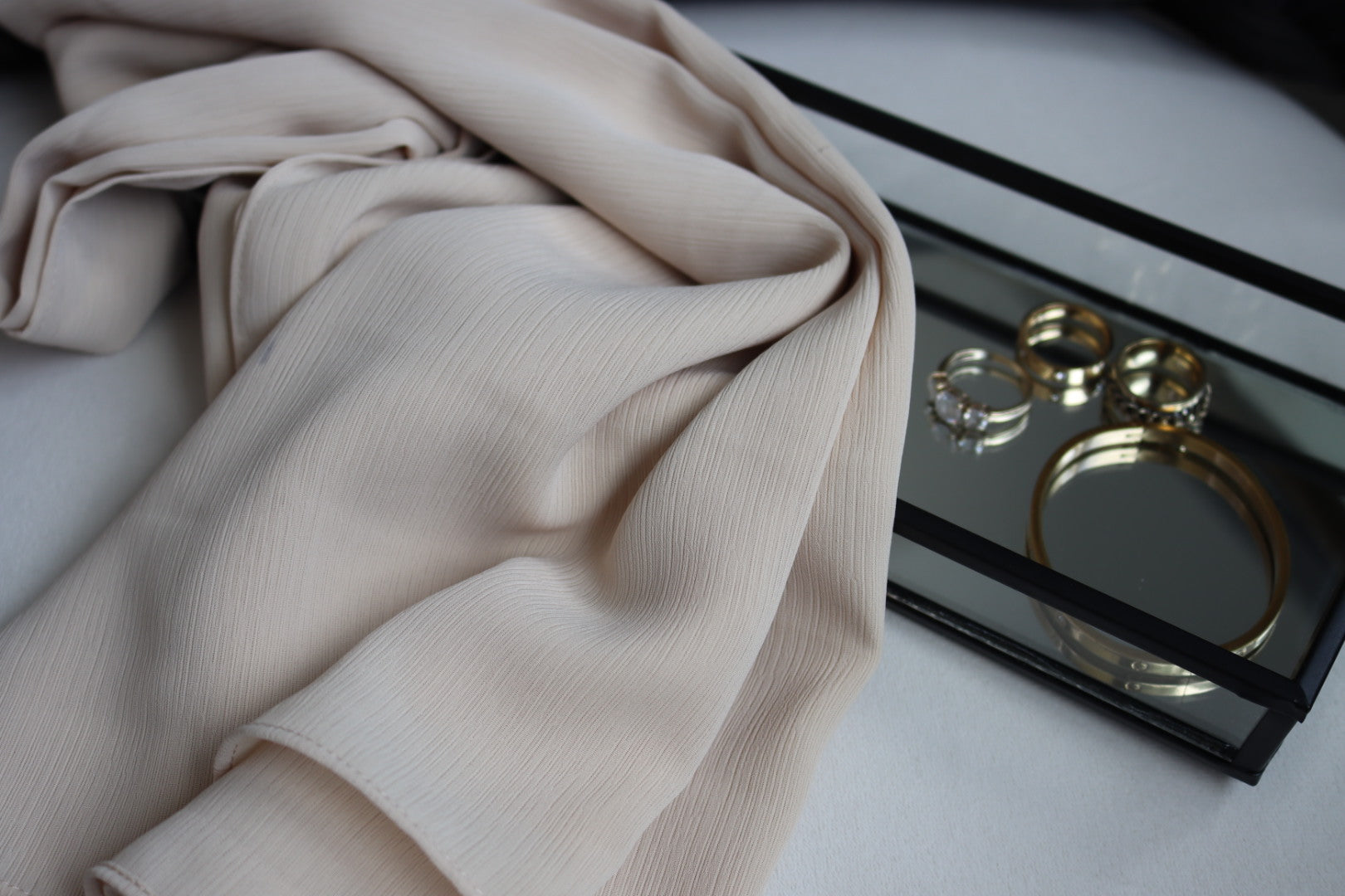 "SIRAJ" Beige Georgette Crepe Scarf