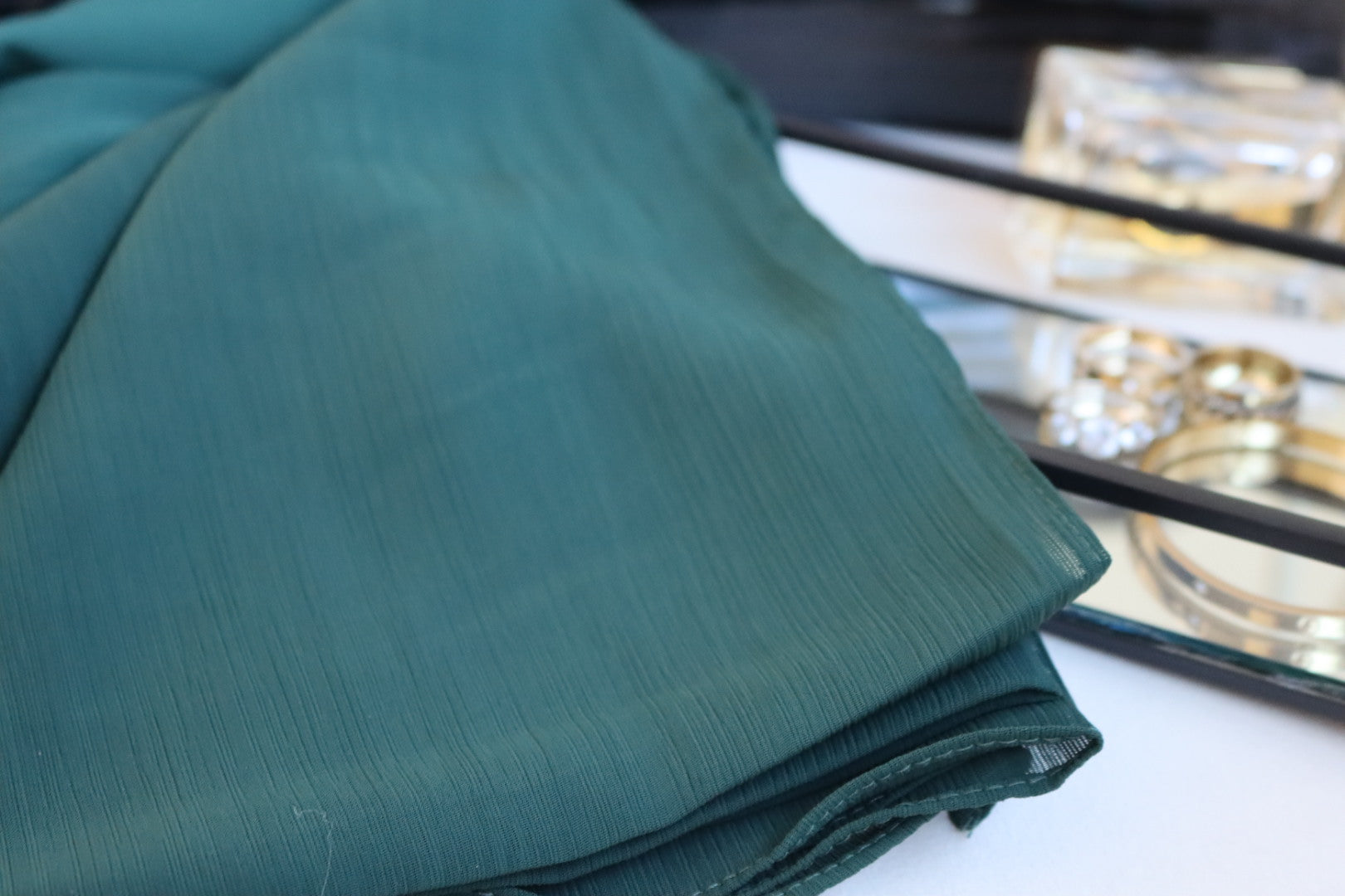 "AVIVA" Emerald Green Georgette Crepe Scarf