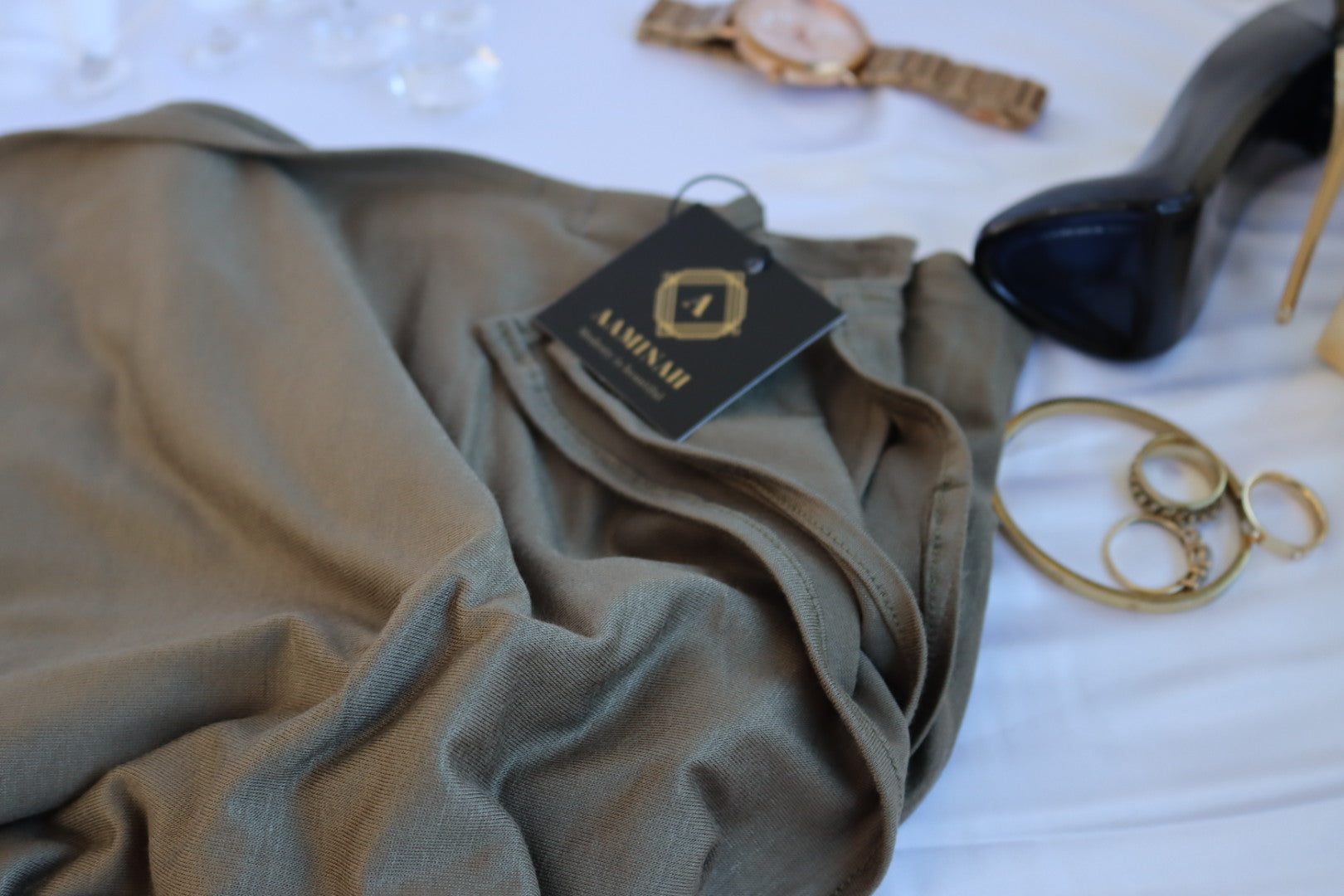 "OPAL" Dark Olive Luxury Jersey Scarf