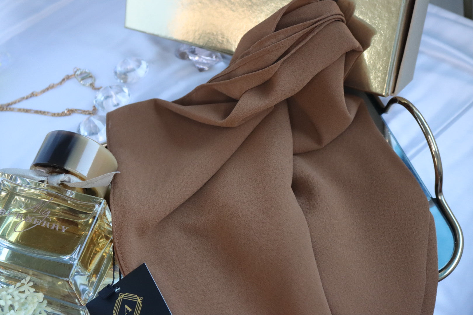 "JASMIN" Cocoa Brown Premium Chiffon Scarf