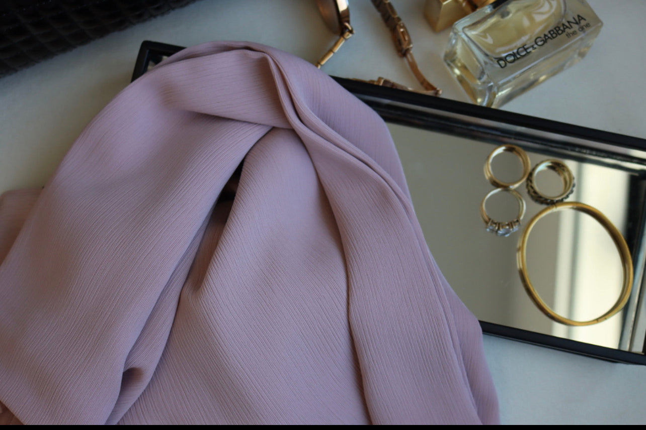 “AMINI" Soft Pink Georgette Crepe Scarf